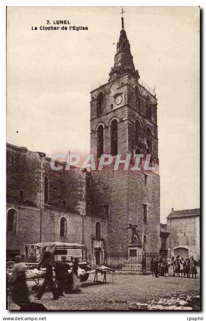 Lunel CPA Le clocher de l'eglise