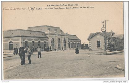 70 // LURE,   la place des deux gares, Est et Chemins de fer vicinaux,  ANIMEE  **
