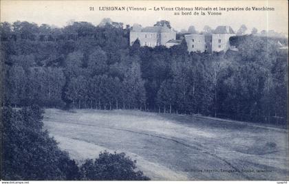 Lusignan CPA Le vieux chateau medieval et les prairies de Vauchiron au bord de la Vonne
