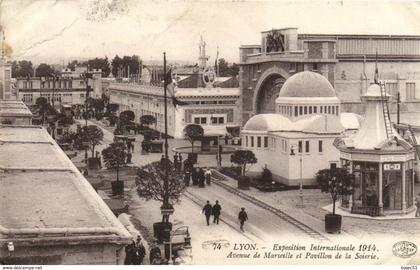 Carte exposition Lyon 1914 - cachet drapeau exposition Lyon 1914 - 4/7/1914
