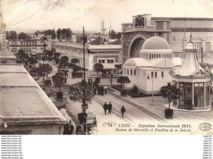 Carte exposition Lyon 1914 - cachet drapeau exposition Lyon 1914 - 4/7/1914