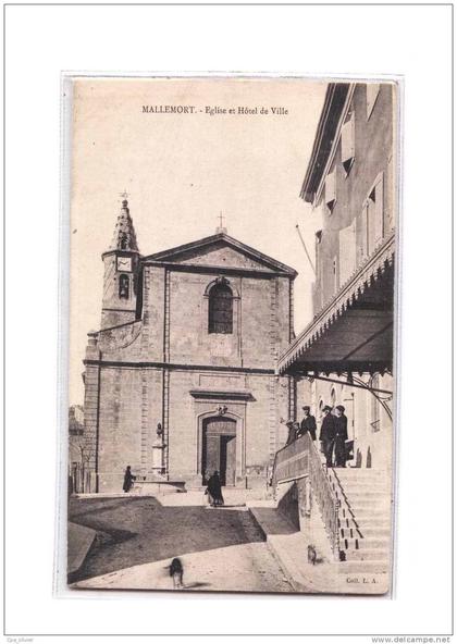 13 MALLEMORT Eglise, Hotel de Ville, Mairie, animée, ed LA, 190?
