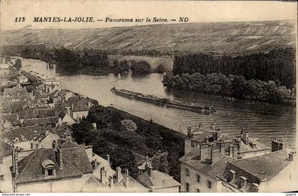 Mantes la Jolie - Panorama sur la Seine - CPA