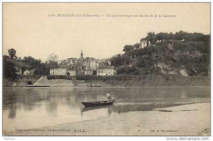 lot et garonne -ref 13 - meilhan -vue panoramique sur les bords de la garonne -carte  bon état -