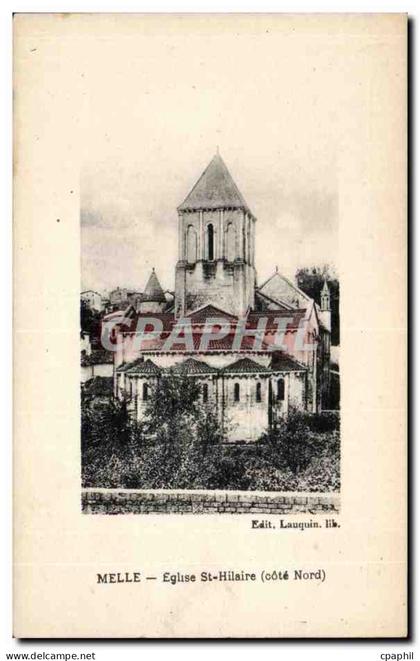Melle CPA Eglise St Hilaire (cote nord)