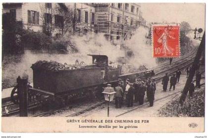 (75) 003, Gares, Grève générale des chemins de fer, ELD, Lacomotive déraillé par les grévistes