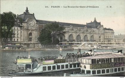 CPA Paris la Nouvelle Gare d'Orleans Peniche Maggi Pygmalion