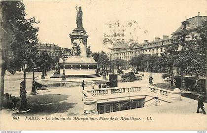 - paris -ref-C39- station du metropolitain - place de la republique - stations de metro - transports - carte bon etat -