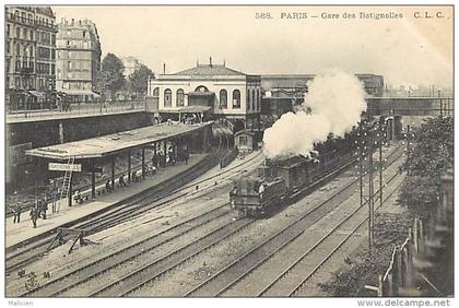 -ref-N 850- paris  - gare des batignolles - gares - lignes de chemins de fer - train - trains - transports -