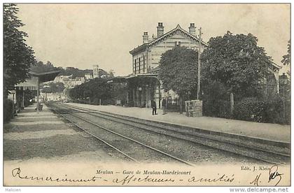 - ref K 462 - yvelines - meulan - gare de meulan hardricourt - ligne de chemin de fer - carte bon etat -