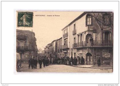 34 MONTAGNAC Avenue de Pezenas, bien animée, ed Pitiot, 1912