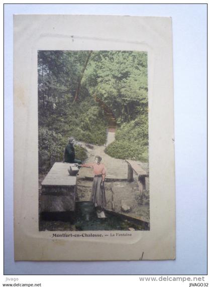 MONTFORT-EN-CHALOSSE  (Landes) :  La  FONTAINE  -  carte colorisée