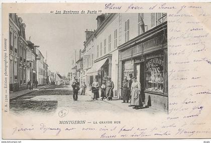 91 - MONTGERON - La grande rue, restaurant - CPA écrite en 1902