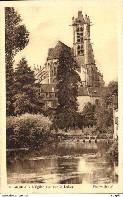 CPA Moret L'Eglise vue sur le Loing