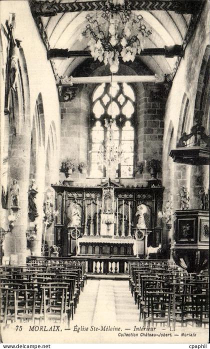CPA Morlaix Eglise Ste Melaine Interieur