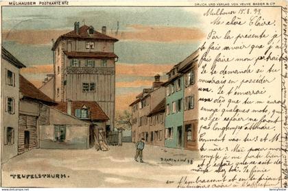 Mulhouse - Teufelsthurm - Litho