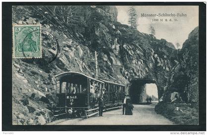 MUNSTER - MÜNSTER - SCHLUCHT-  BAHN (belle carte animée avec tramway en gros plan )