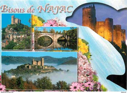 12 - Najac - Multivues - Fleurs - CPM - Voir Scans Recto-Verso
