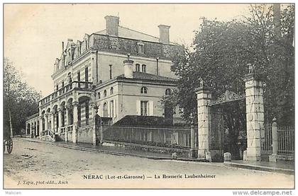 - lot et garonne - ref - 377-  nerac - la brasserie laubenheimer - brasseries -  carte bon etat -