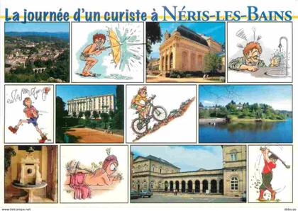 Carte Postale - 03 - Néris les Bains - La journée d'un curiste à Néris les Bains - Multivues - illustration - CPM - Voir