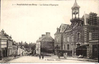 Neufchatel-en-Bray- La Caisse d'Espargne- Horlage- Cheval--CPA
