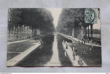 Cpa 1907, Neuilly sur Marne, le canal, pêche, Seine saint Denis 93