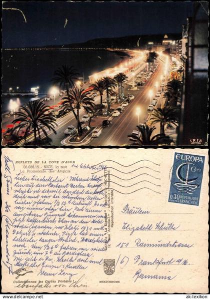 CPA Nizza Nice La Promenade des Anglais La nuit 1966
