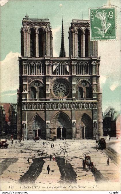 CPA Paris la Facade de Notre Dame