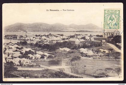 1907 gelaufene AK: Neukaledonien. Ansicht von Noumea
