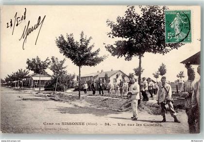 02150 Sissonne 1908 - Camp de Sissonne Aisne vue sur les Cuisines - 39471251