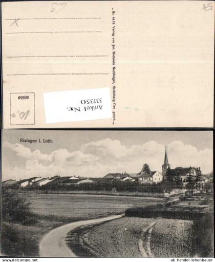 337350,Lothringen Moselle Rixingen i. Lothringen Teilansicht m. Kirche Straße