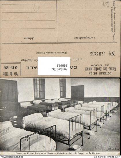 340935,Burgund Cote-Or Dijon Caisse des Ecoles Laiques Colonie scolaire de Crepey Betten