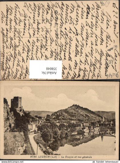 358048,Midi-Pyrenees Lot Luzech Le Donjon et vue generale Totale