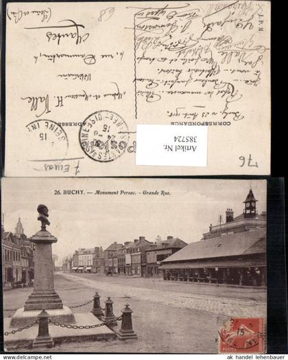 385724,Haute-Normandie Seine-Maritime Buchy Grande Rue Straßenansicht Monument Persac Büste