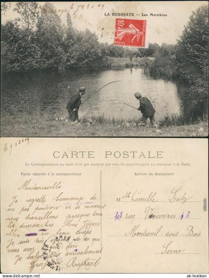 CPA La Houssaye Angler am Teich 1909