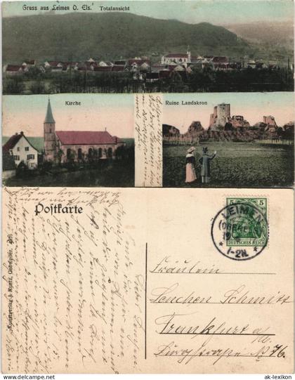 CPA Leimen Leymen 3 Bild Stadt, Kirche - Elsaß b. Mulhouse 1908