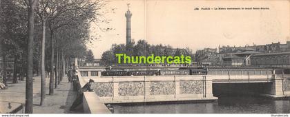 CPA 75 PARIS CARTE DOUBLE PANORAMIQUE LE METRO TRAVERSANT LE CANAL SAINT MARTIN