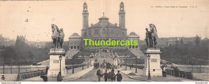 CPA 75 PARIS CARTE DOUBLE PANORAMIQUE PONT D'IENA ET TROCADERO
