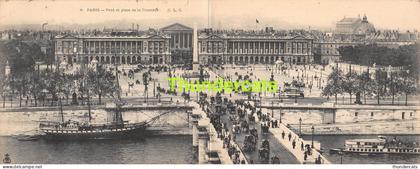 CPA 75 PARIS CARTE DOUBLE PANORAMIQUE PONT ET PLACE DE LA CONCORDE