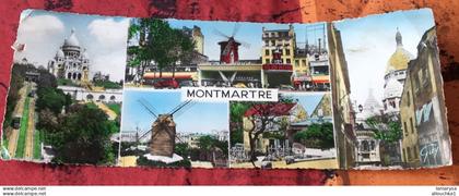 Montmartre[75]Paris Multi-vues,panoramiques-moulin rouge-Sacre cœur-funiculaire-moulin galette-lapin gill-Carte Postale