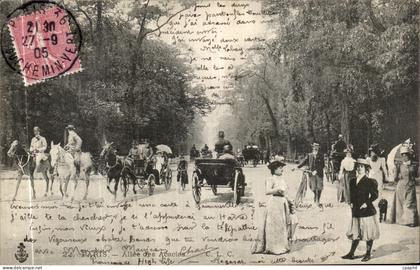 CPA Paris Allees des Acacias Chevaux