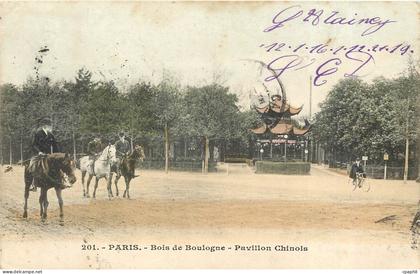 CPA Paris bois de Boulogne pavillon chinois Chine China Cheval