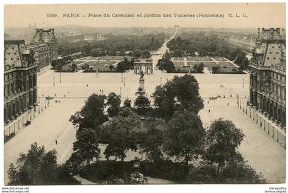 Place du Carrousel et Jardins des Tuileries old postcard unused b180410