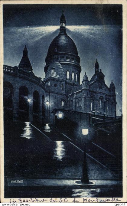 CPA Paris La Nuit Basilique Du Sacre Coeur