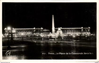 CPA Paris La Place de la Concorde Vue de nuit