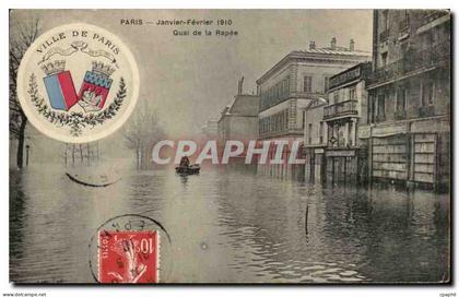 CPA Paris Quai De La Rapee Inondations 1910