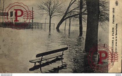 LES INONDATIONS A  PARIS JANVIER 1919 JARDIN PRES DE LA SAMARITAINE Francia France Frankrijk