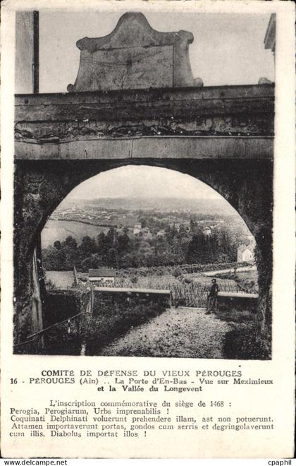 CPA Perouges Comite de Defense du Vieux Perouges La porte d'en bas