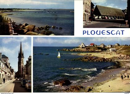 CPSM Plouescat L'Eglise Les Halles Et Les Plages