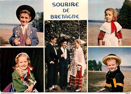 CPM Sourire de Bretagne Enfants en costume de Plougastel Locronan Guisseny Folklore Enfants